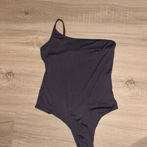Grey One-Shoulder Bodysuit